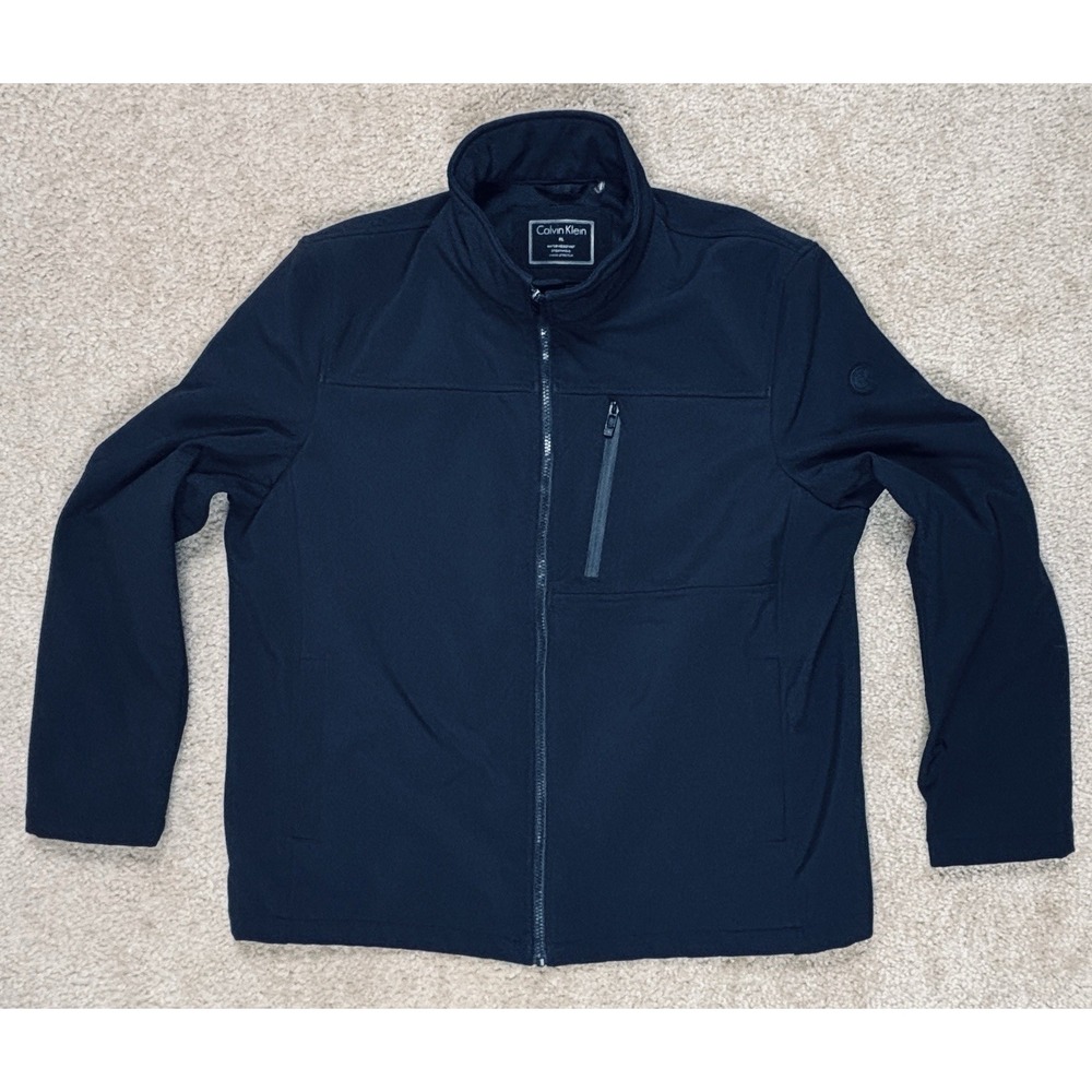 Calvin Klein Mens Black Softshell Full Zip Jacket Water Resistant XL RN 54163